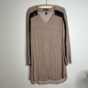 Scotch & Soda Maison Scotch Long Sleeve Printed Fringe Shift Dress Size 2